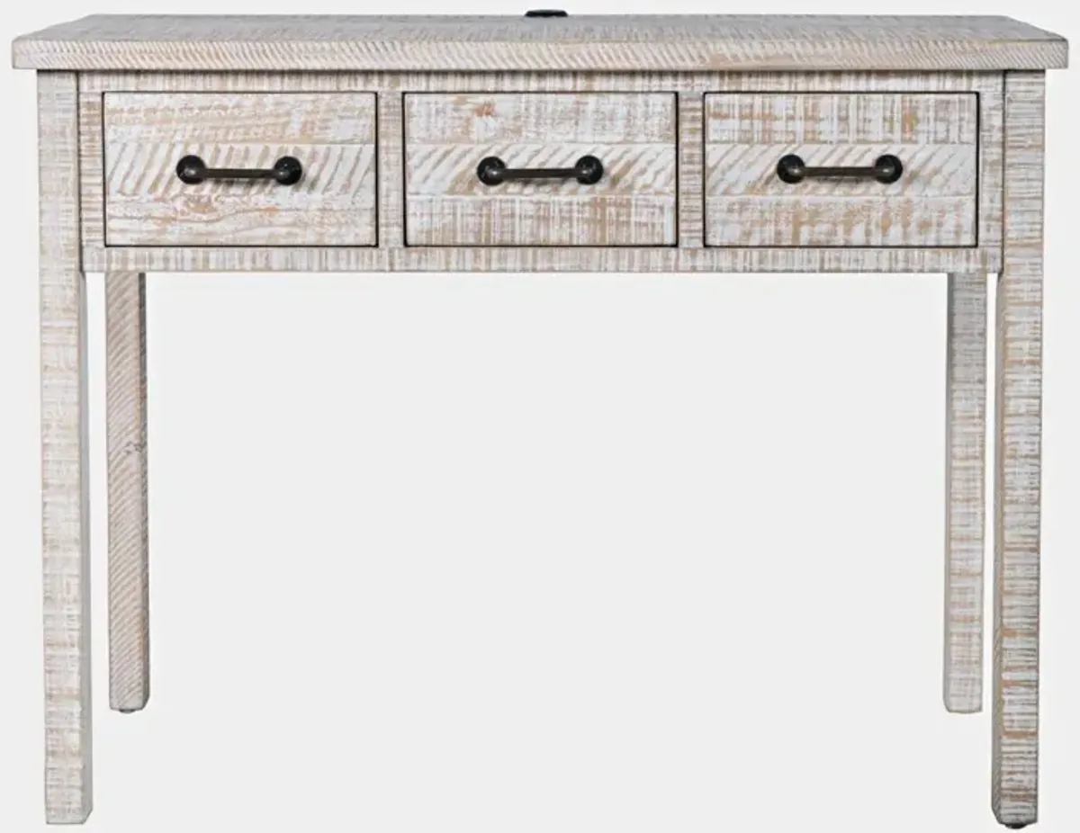 Jofran North Coast 3-Drawer Accent White Wash Console Accent Table