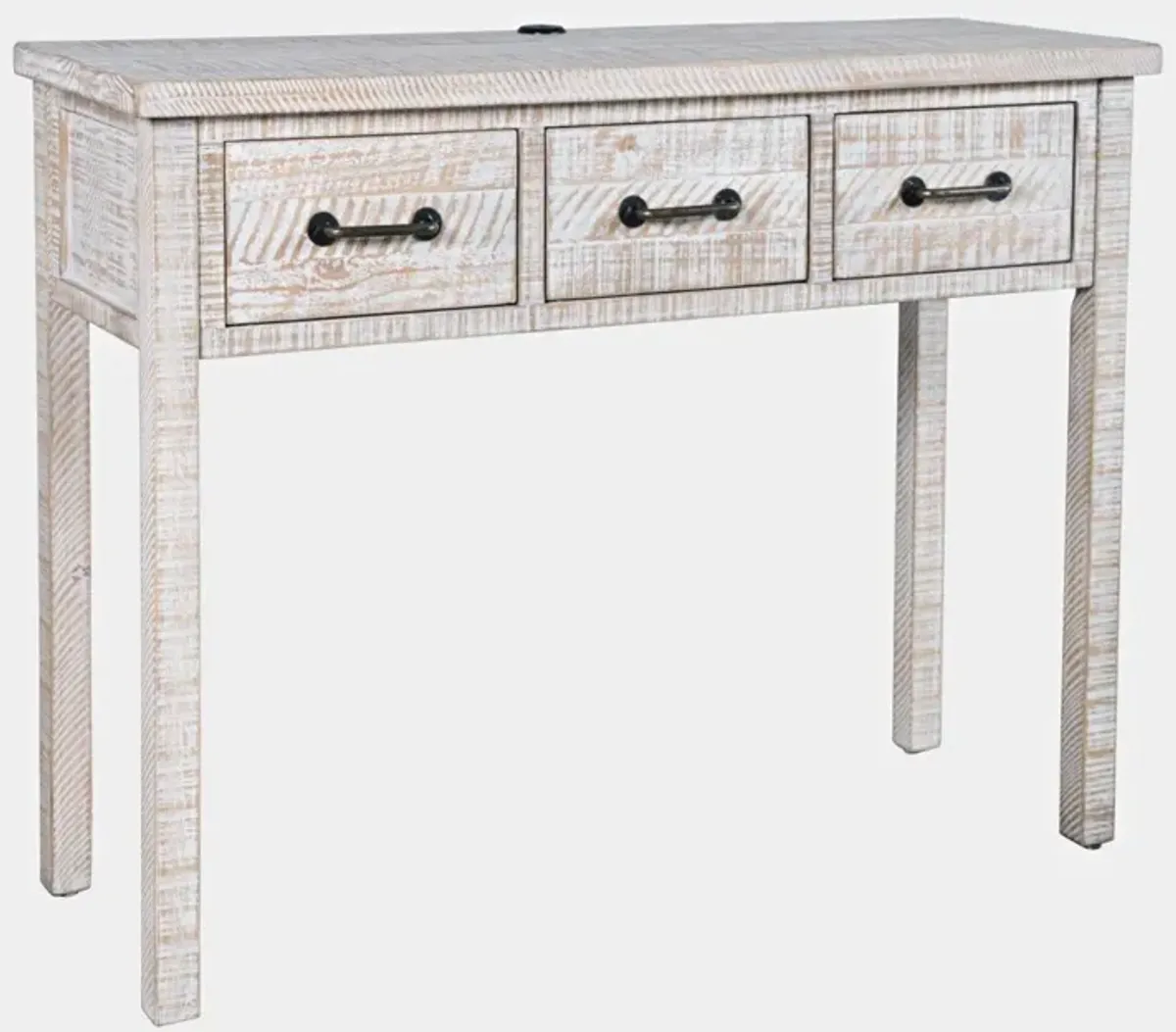 Jofran North Coast 3-Drawer Accent White Wash Console Accent Table