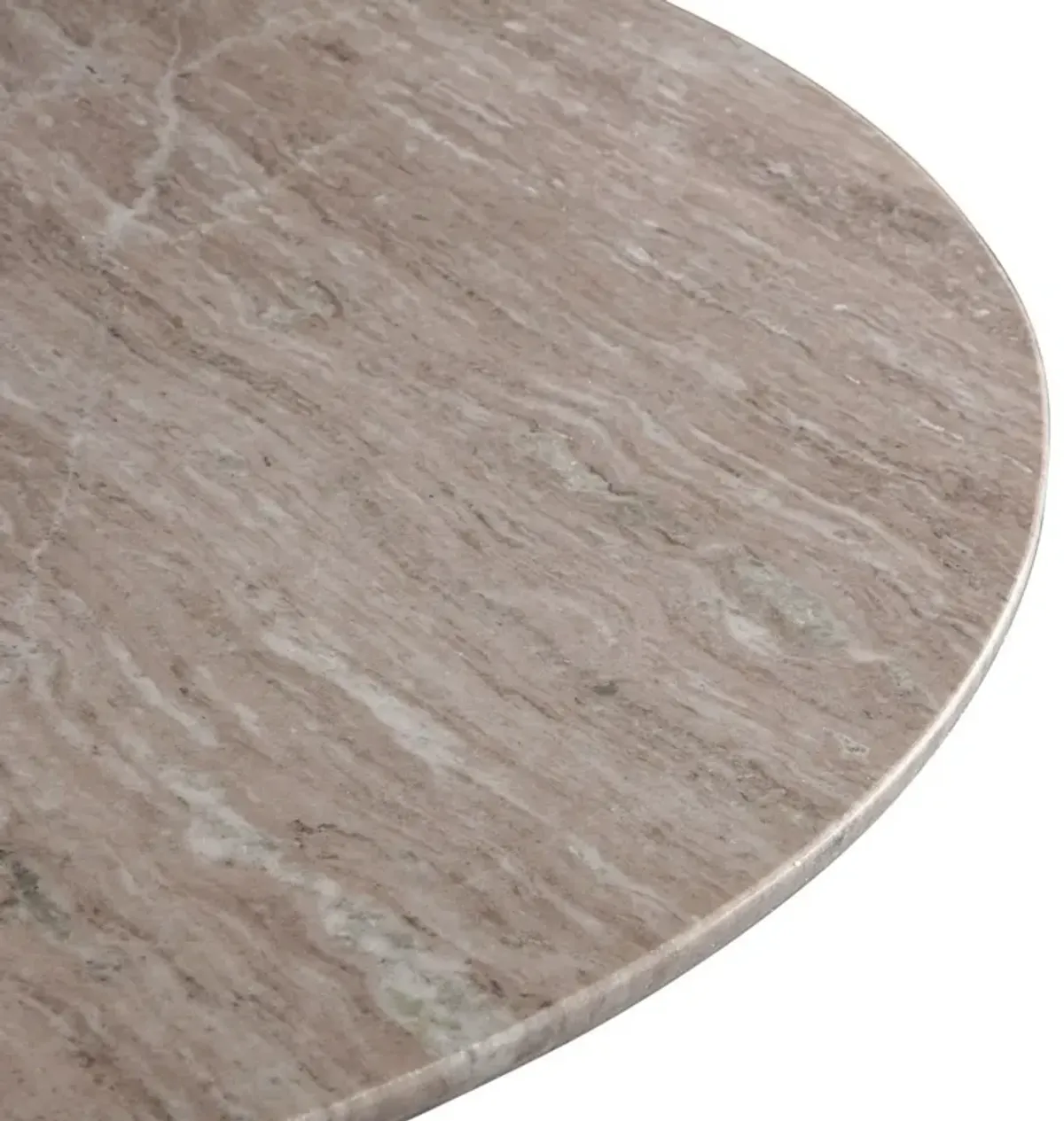 Home Trends Design Palm Springs Natural Brown Marble Dining Table with Bronze Tulip Base