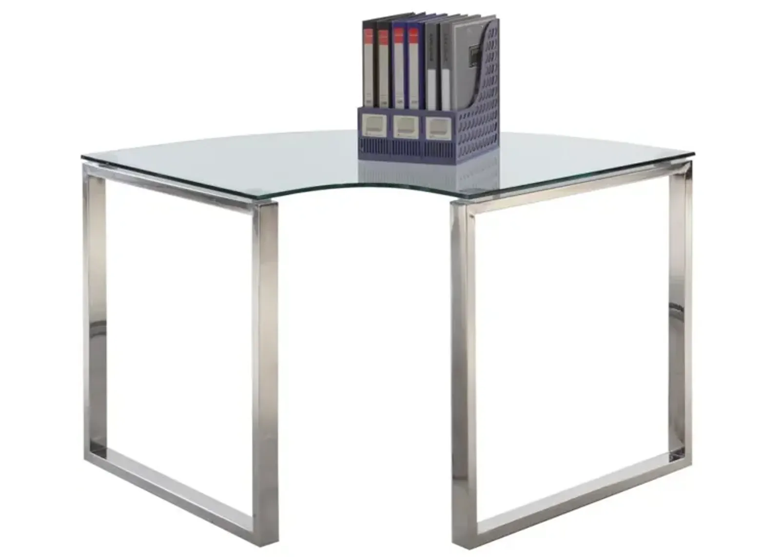 CONTEMPORARY CORNER DESK WITH GLASS TOP