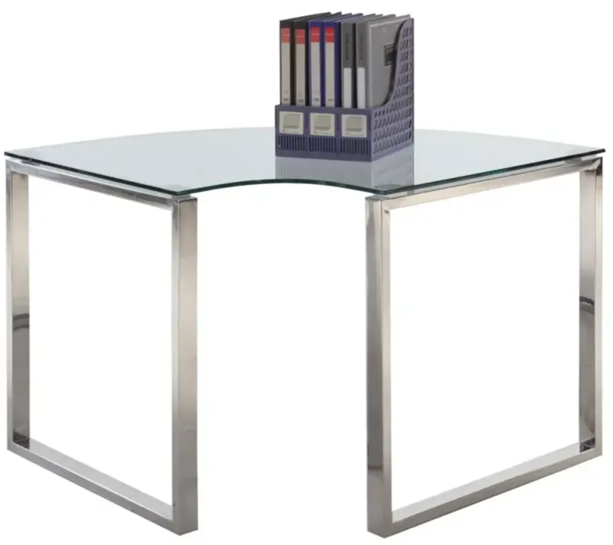 CONTEMPORARY CORNER DESK WITH GLASS TOP