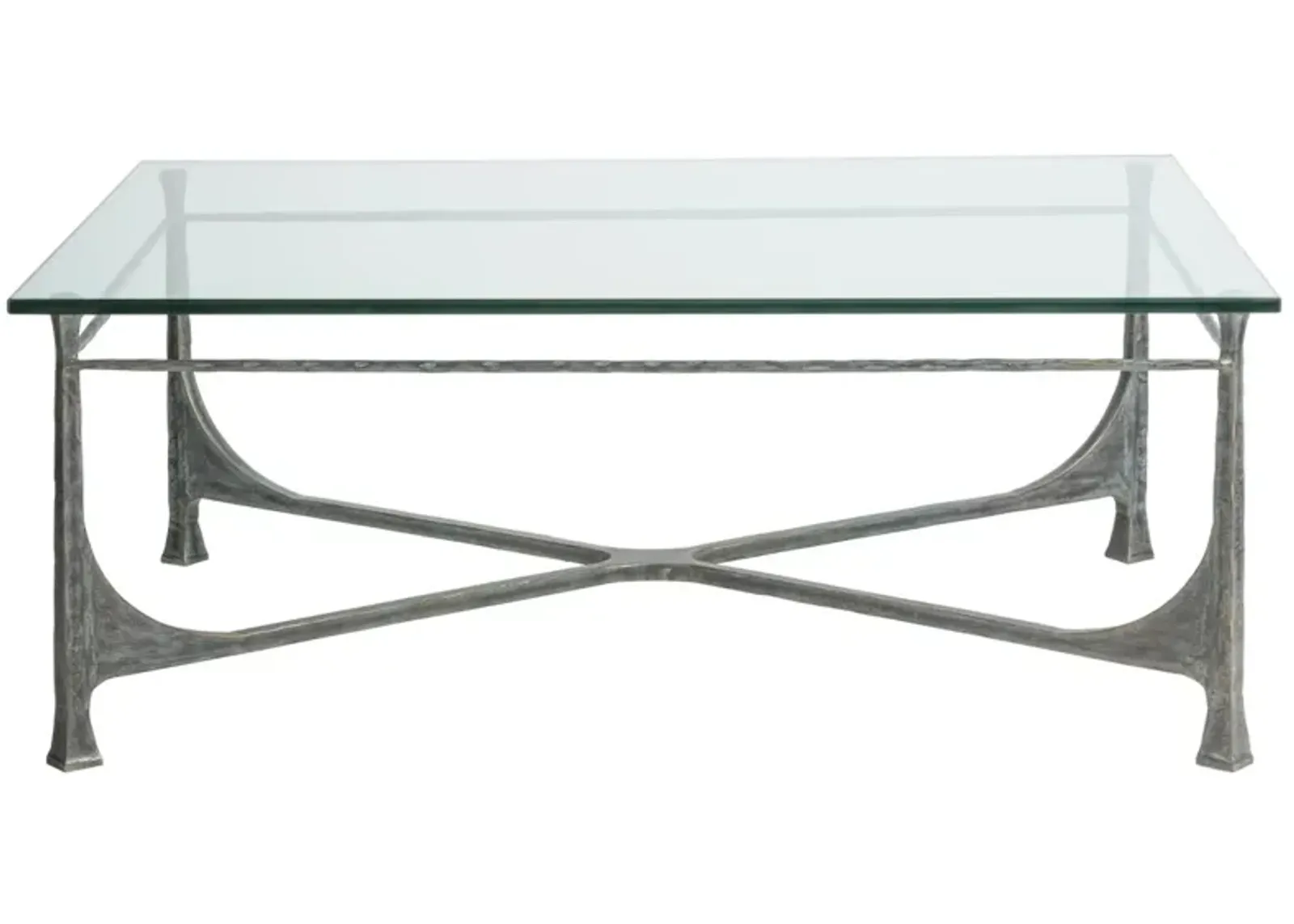 Artistica Home by Lexington Metal Designs Bruno 48 Inch Rectangular Metal Cocktail Table Iron Gray/Clear