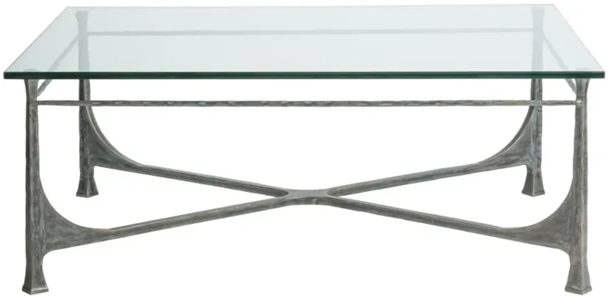 Artistica Home by Lexington Metal Designs Bruno 48 Inch Rectangular Metal Cocktail Table Iron Gray/Clear