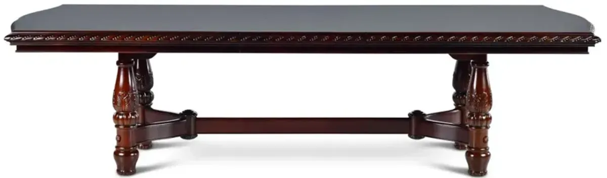 Steve Silver Antoinette 120-Inch Pedestal Dining Table With 24-Inch Leaf In Warm Brown Cherry