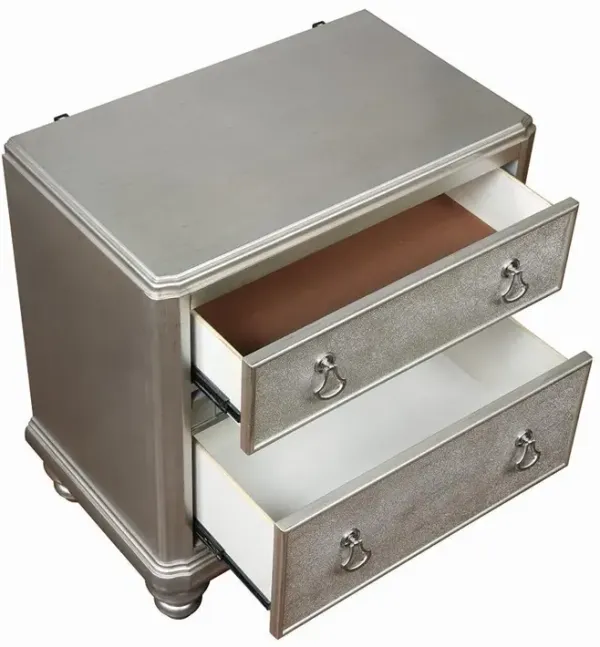 Bling Game 2-Drawer Nightstand Metallic Platinum