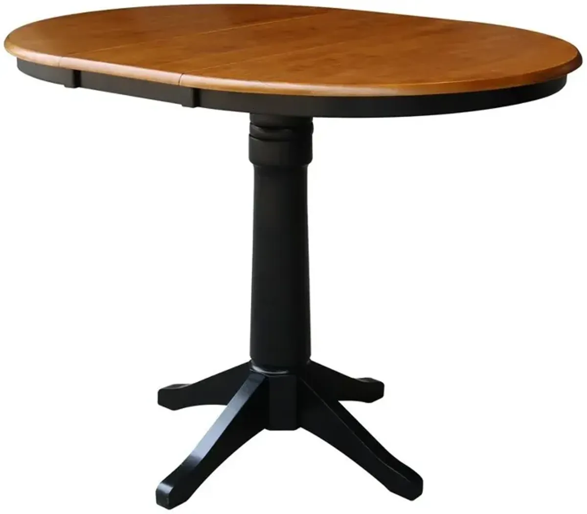 DINING ESSENTIALS 36 INCH EXTENSION TABLE WITH 36 INCH TRANSITIONAL PEDESTAL BASE IN CHERRY/BLACK