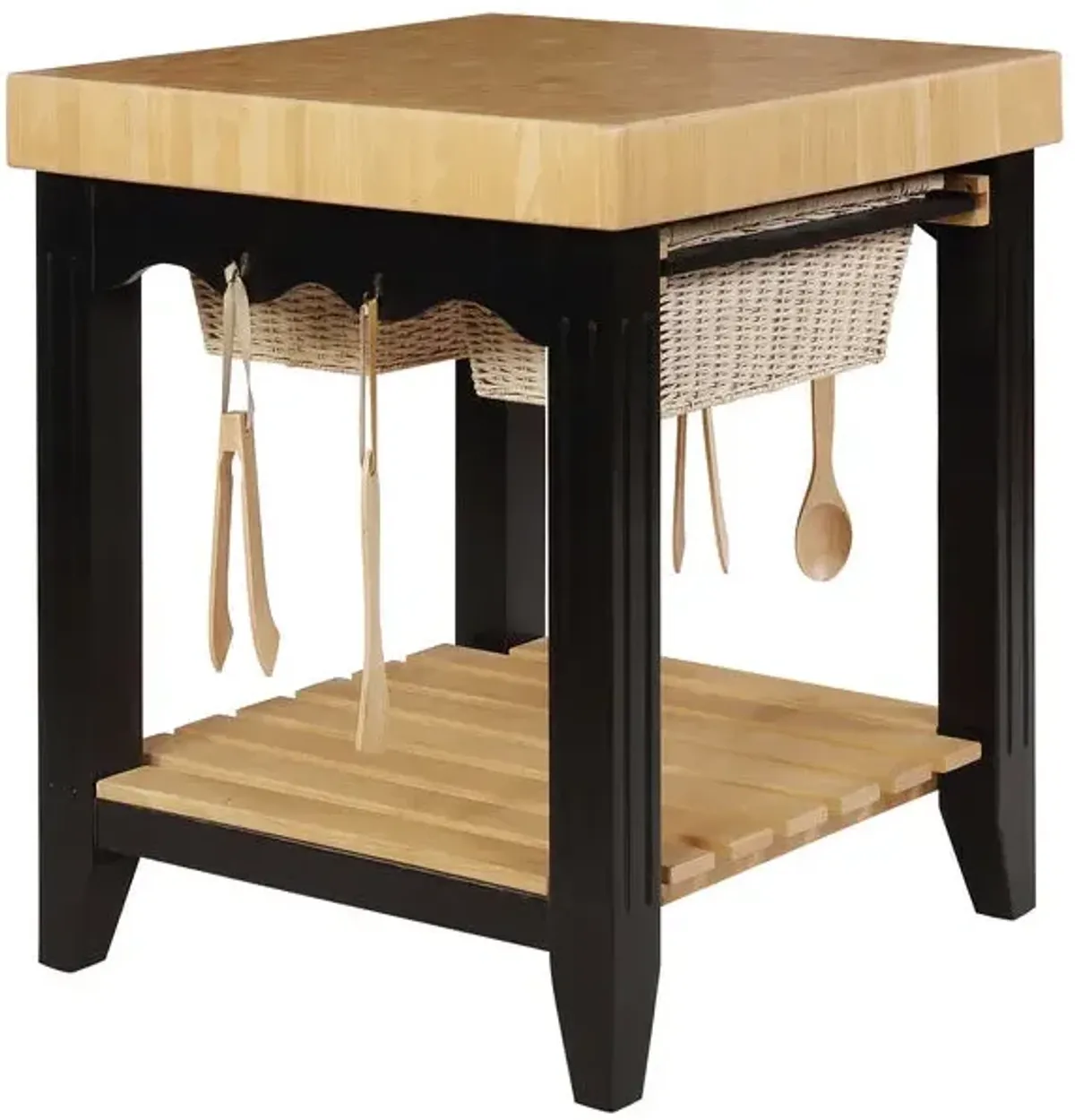 Powell Color Story Black Butcher Block Kitchen Island