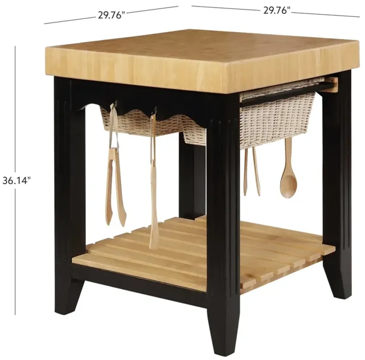 Powell Color Story Black Butcher Block Kitchen Island