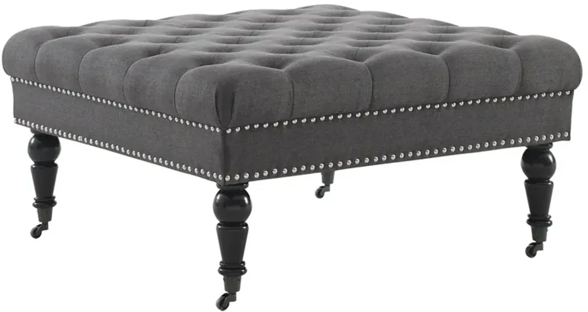 Linon Isabelle Charcoal Square Tufted Ottoman