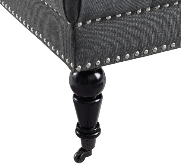 Linon Isabelle Charcoal Square Tufted Ottoman