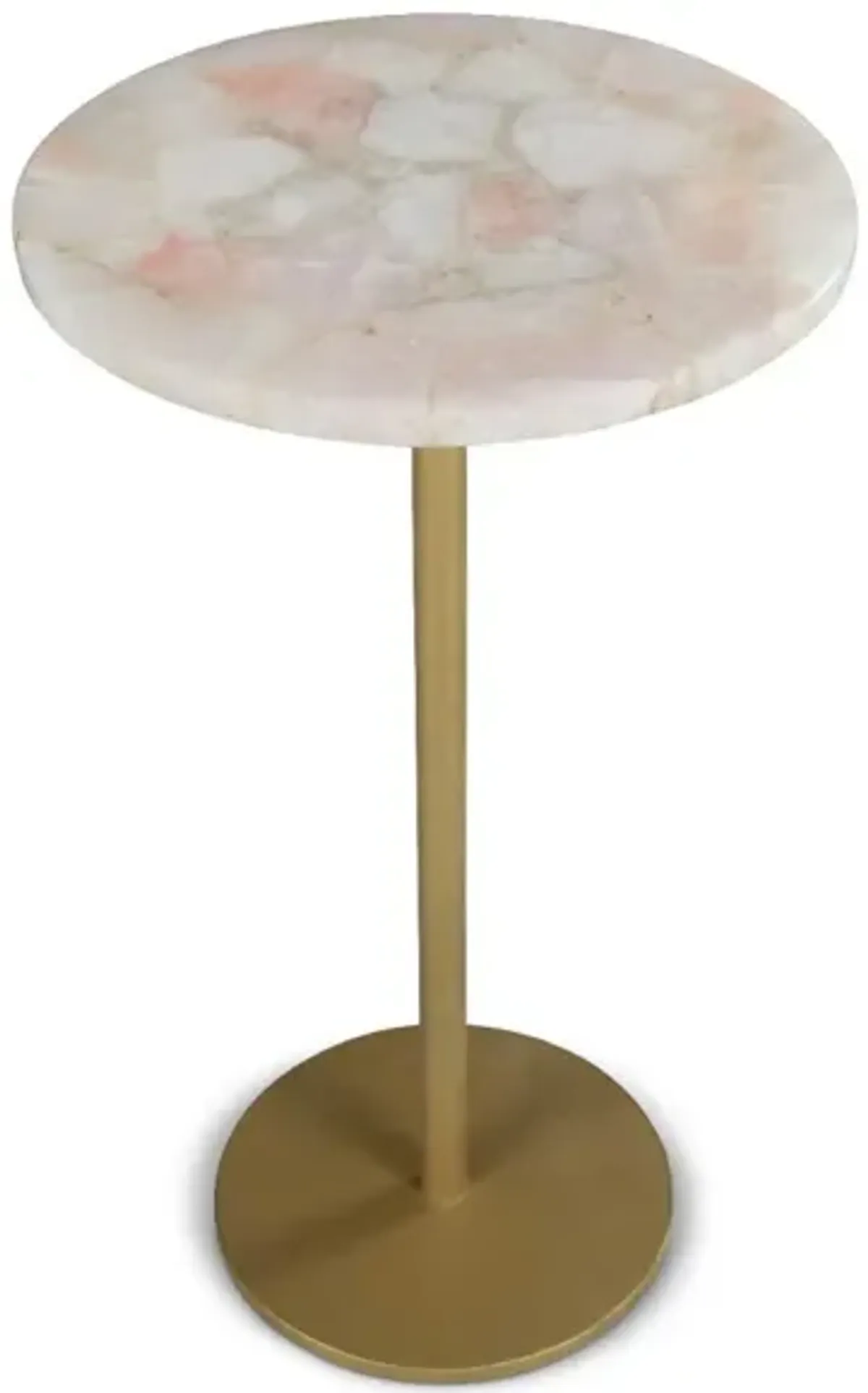 Steve Silver Rosie Rose Quartz Top Chairside End Table With Gold Base