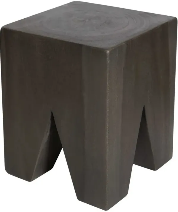 ARMIN SATIN GRAY SOLID WOOD ACCENT STOOL