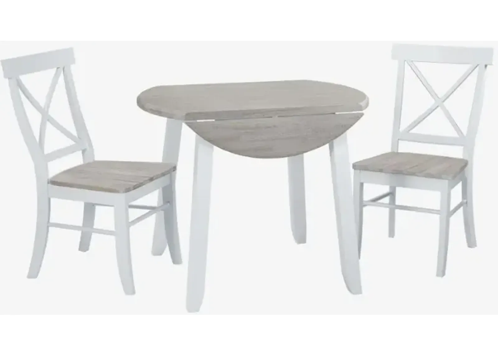 Madison Avenue Oyster Bay White & French Grey Round Drop Leaf Dining Table