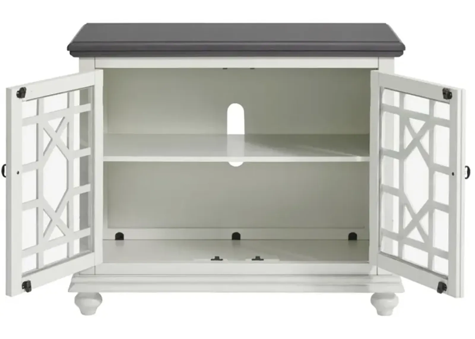 Martin Svensson Elegant Small Spaces TV Stand in White with Grey Top