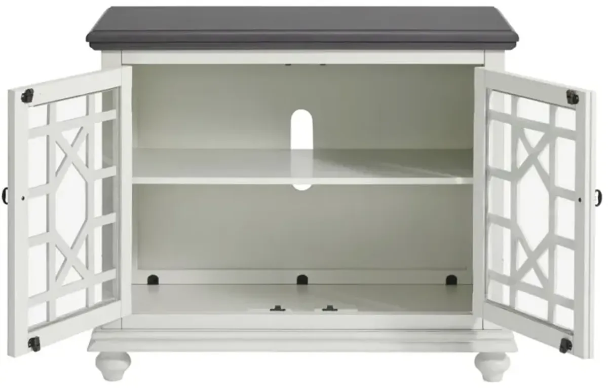 Martin Svensson Elegant Small Spaces TV Stand in White with Grey Top