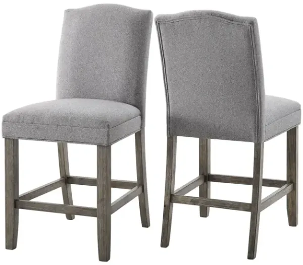 Steve Silver Grayson 24-Inch Counter-Height Stool Ash- Gray Upholstered In Driftwood Finish