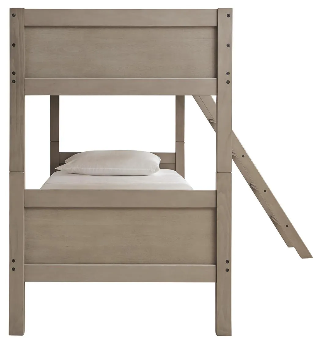 LETTNER TWIN/TWIN BUNK BED WITH LADDER LIGHT GRAY SIGNATURE DESIGN