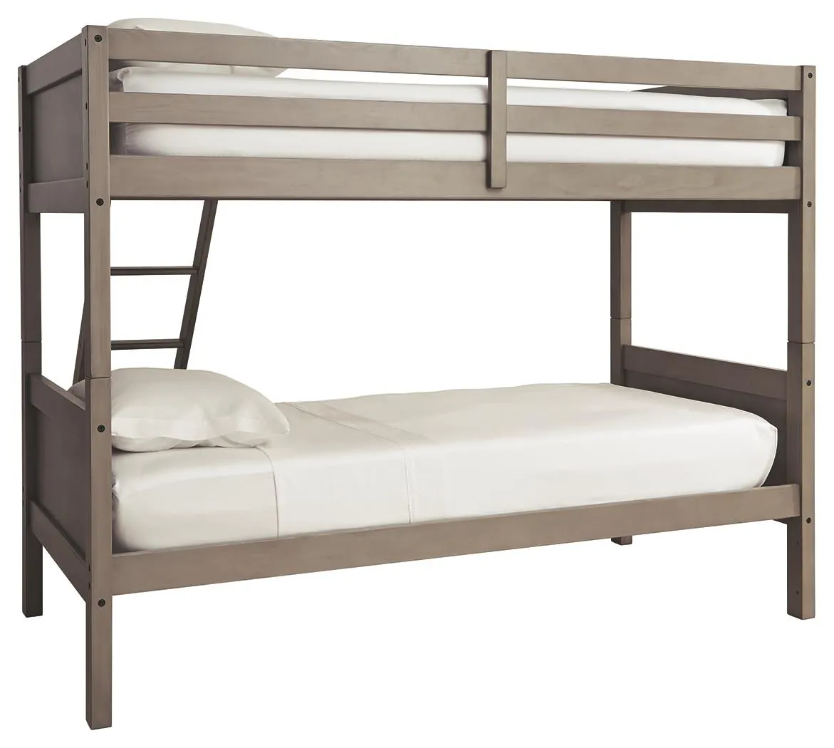 LETTNER TWIN/TWIN BUNK BED WITH LADDER LIGHT GRAY SIGNATURE DESIGN