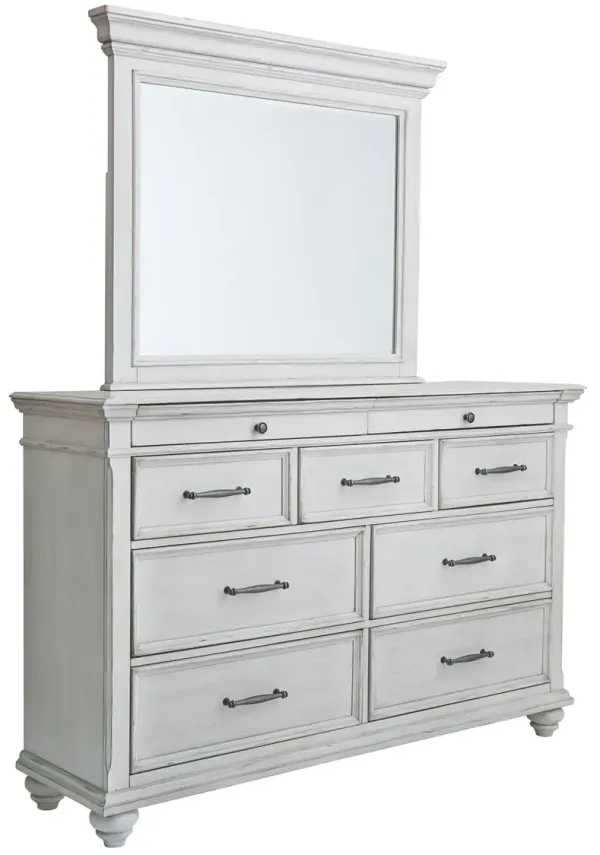 Ashley Kanwyn Dresser & Mirror Whitewash Benchcraft
