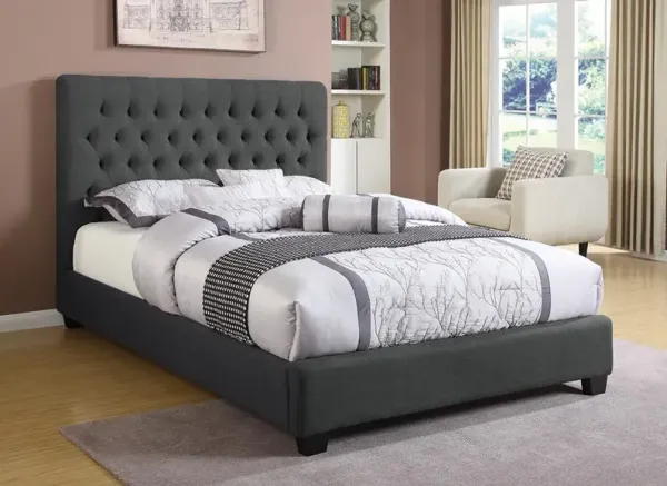 Chloe Upholstered King Panel Bed Charcoal