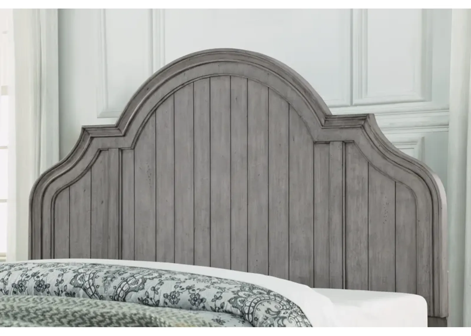 Flexsteel Plymouth Distressed Graywash King Panel Headboard