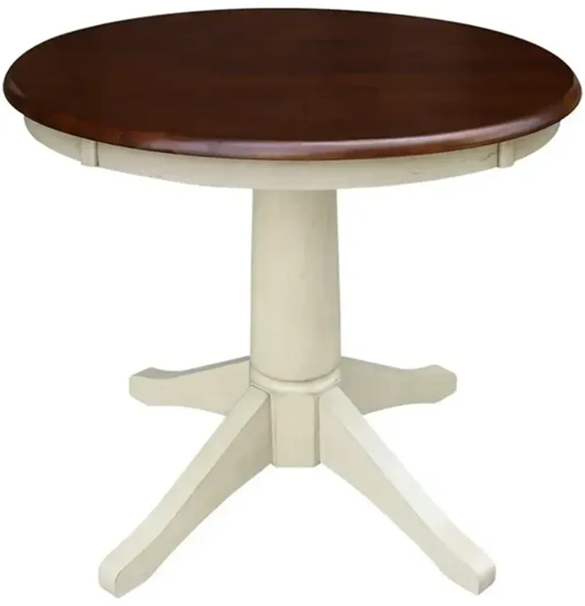 John Thomas Dining Essentials 30 Inch Round Table Top with 30 Inch Transitional Pedestal Base in Espresso/Almond