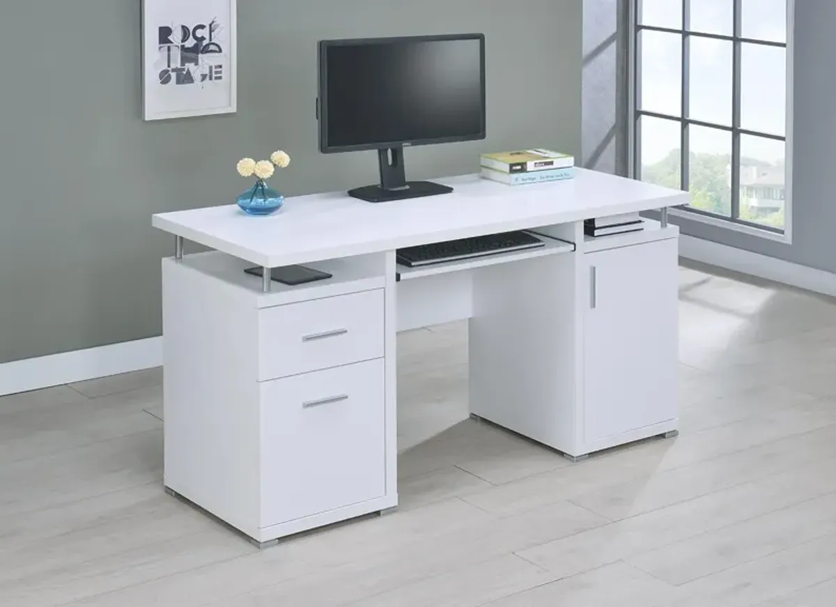 Coaster Tracy 55 Inch 2-Drawer Office Computer Desk White