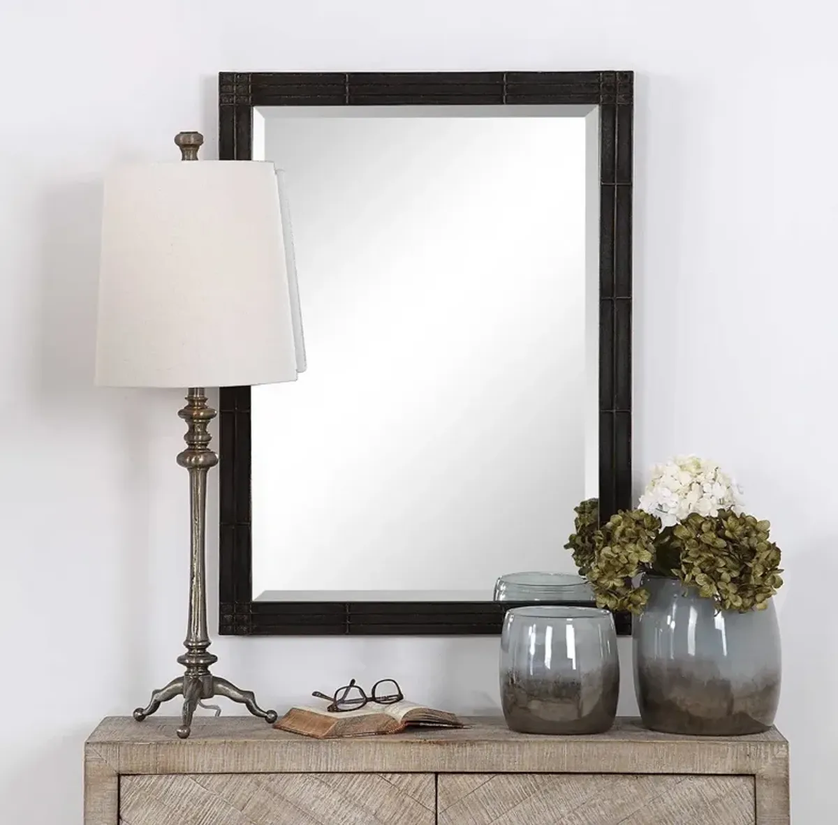 Uttermost Gower Aged Black Vanity Mirror