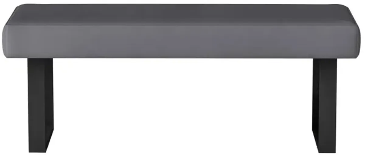 Chintaly Linden Grey Contemporary Upholstered Dining Bench with Steel Legs