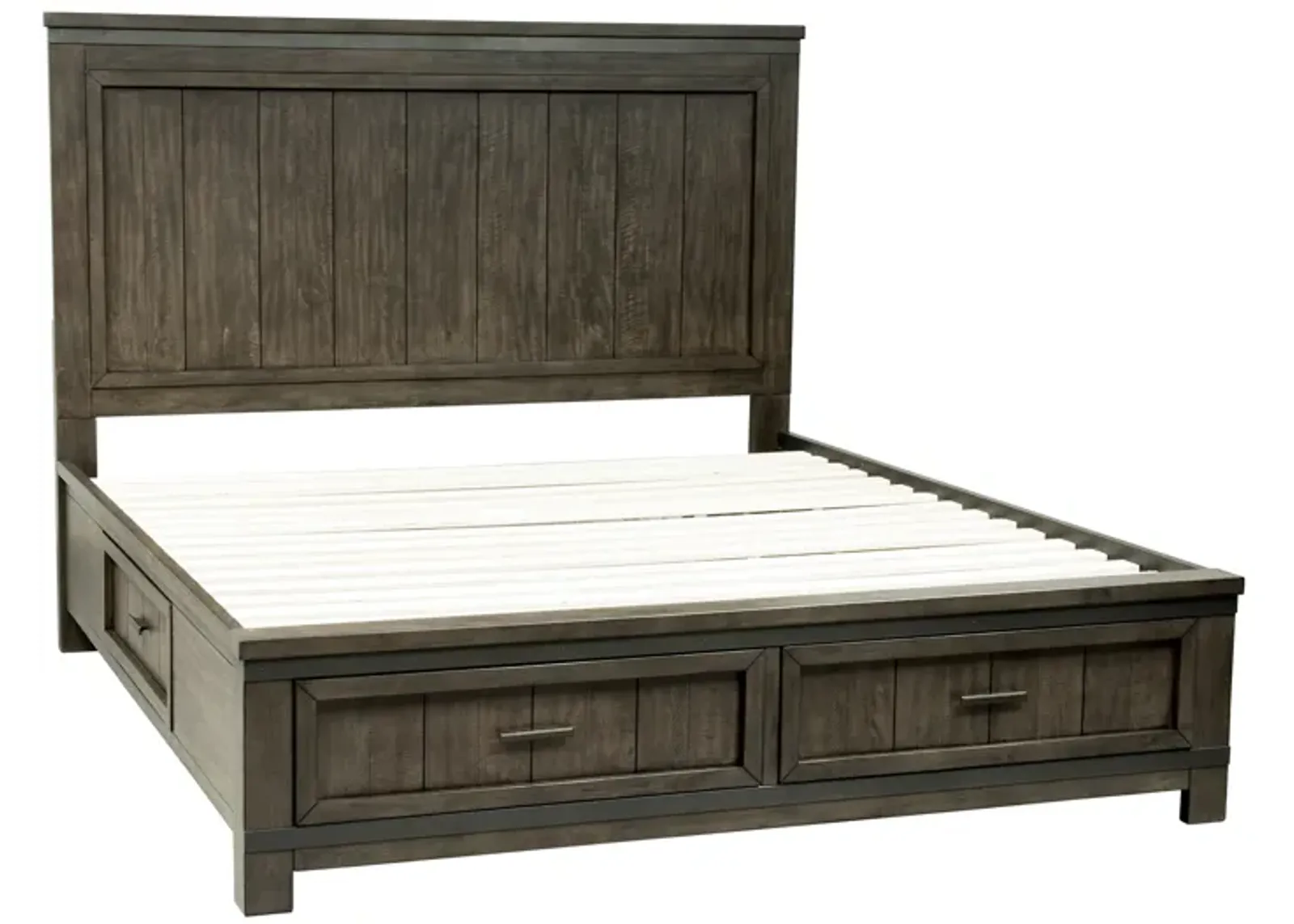 Liberty Furniture Thornwood Hills Rock Beaten Gray Queen Two Sided Storage Bed