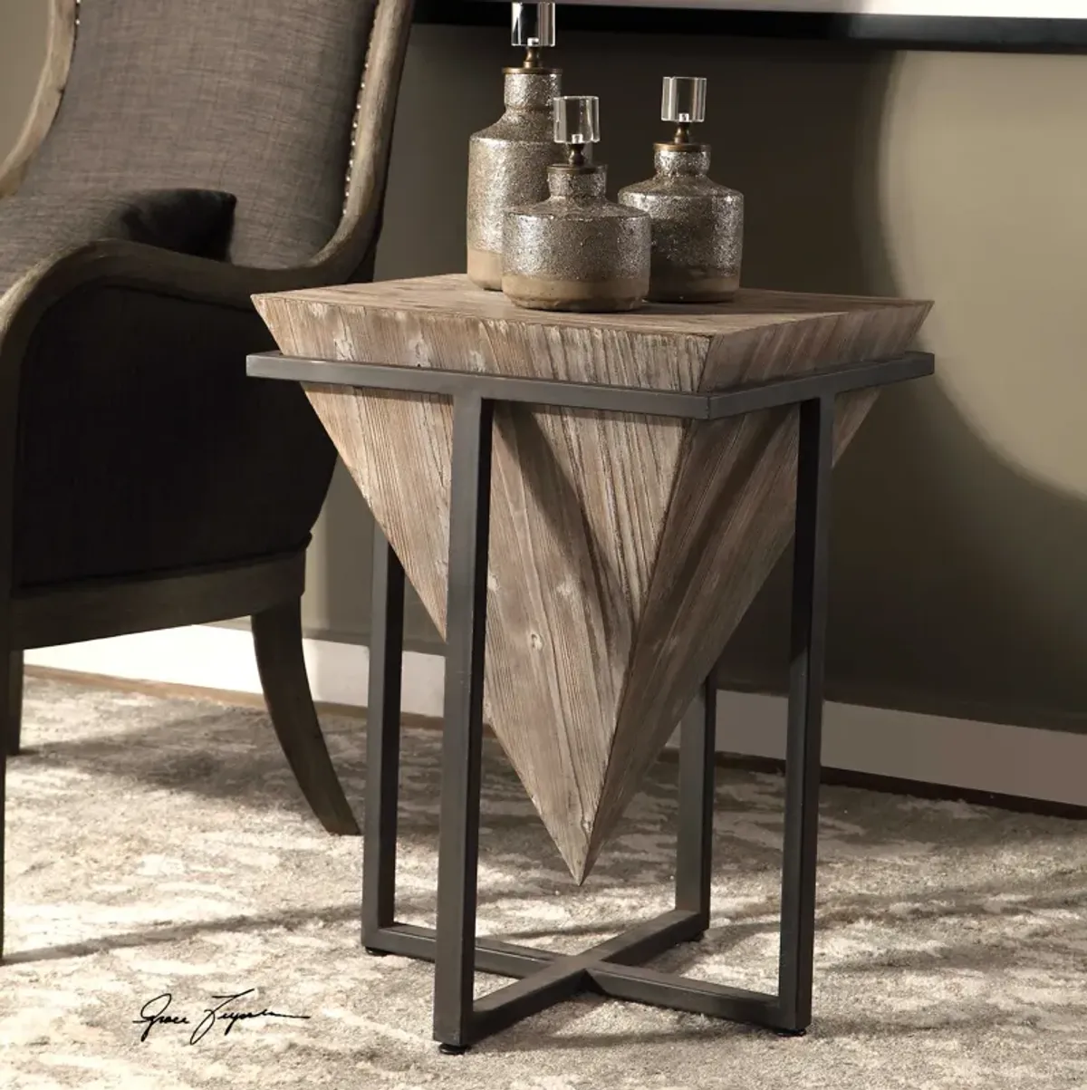 Uttermost Bertrand Grey Wash Accent Table