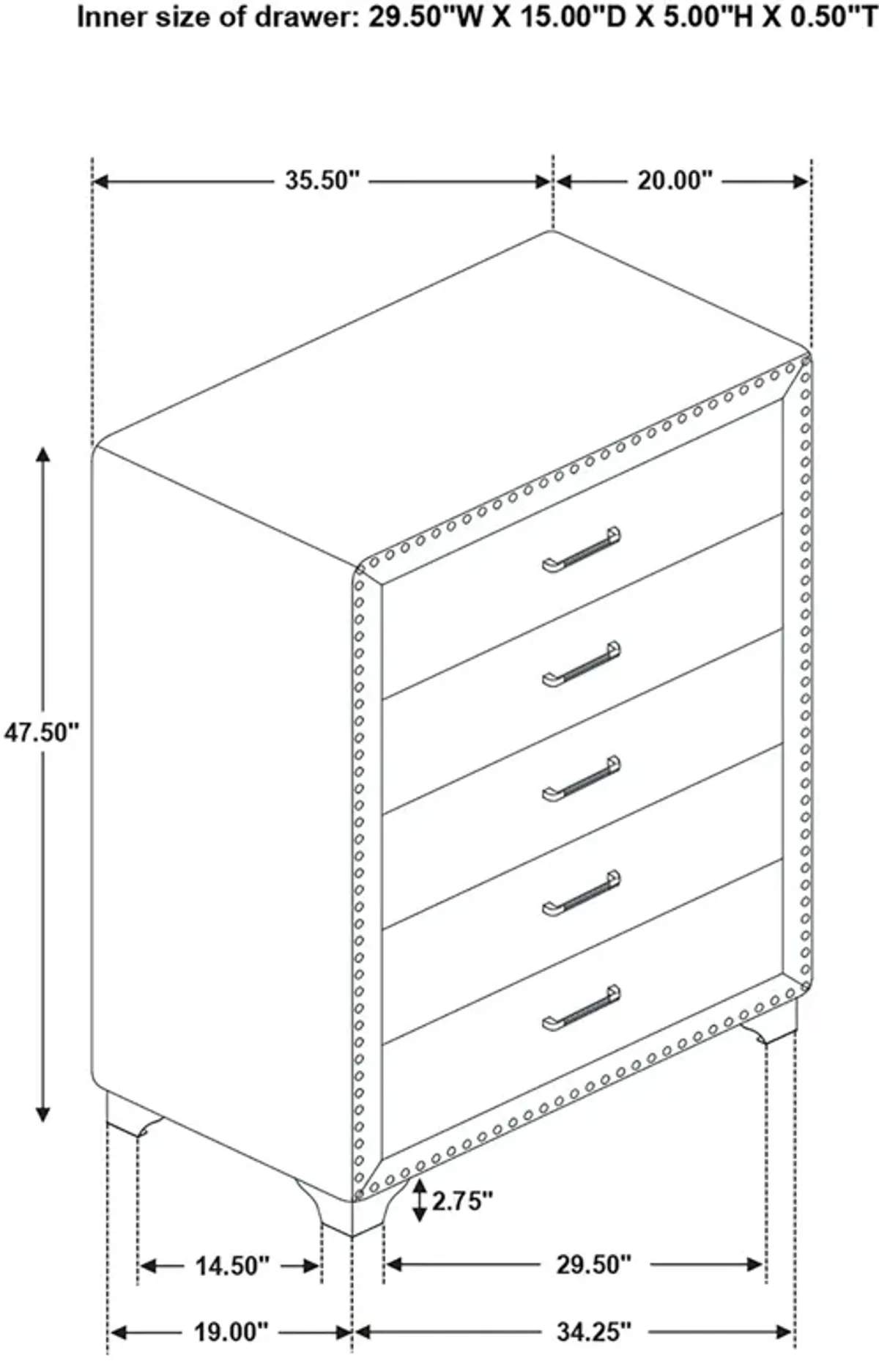 Coaster Melody 5-Drawer Bedroom Chest Pacific Blue