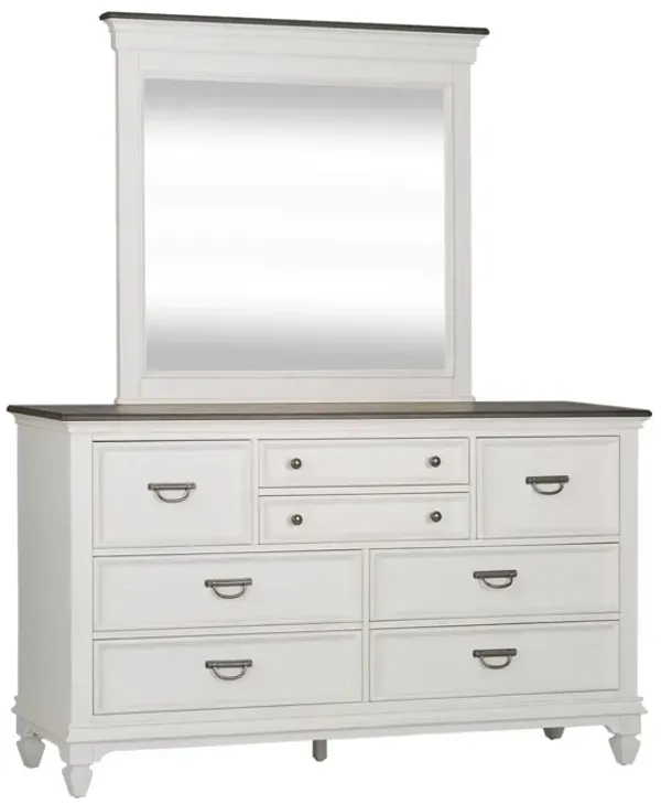 Liberty Furniture Allyson Park Wire Brushed White Dresser with Crown Mirror