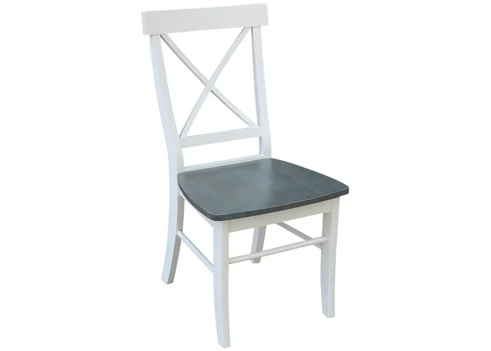 John Thomas Dining Essentials X-Back Wood Dining Chair in Heather Gray & White