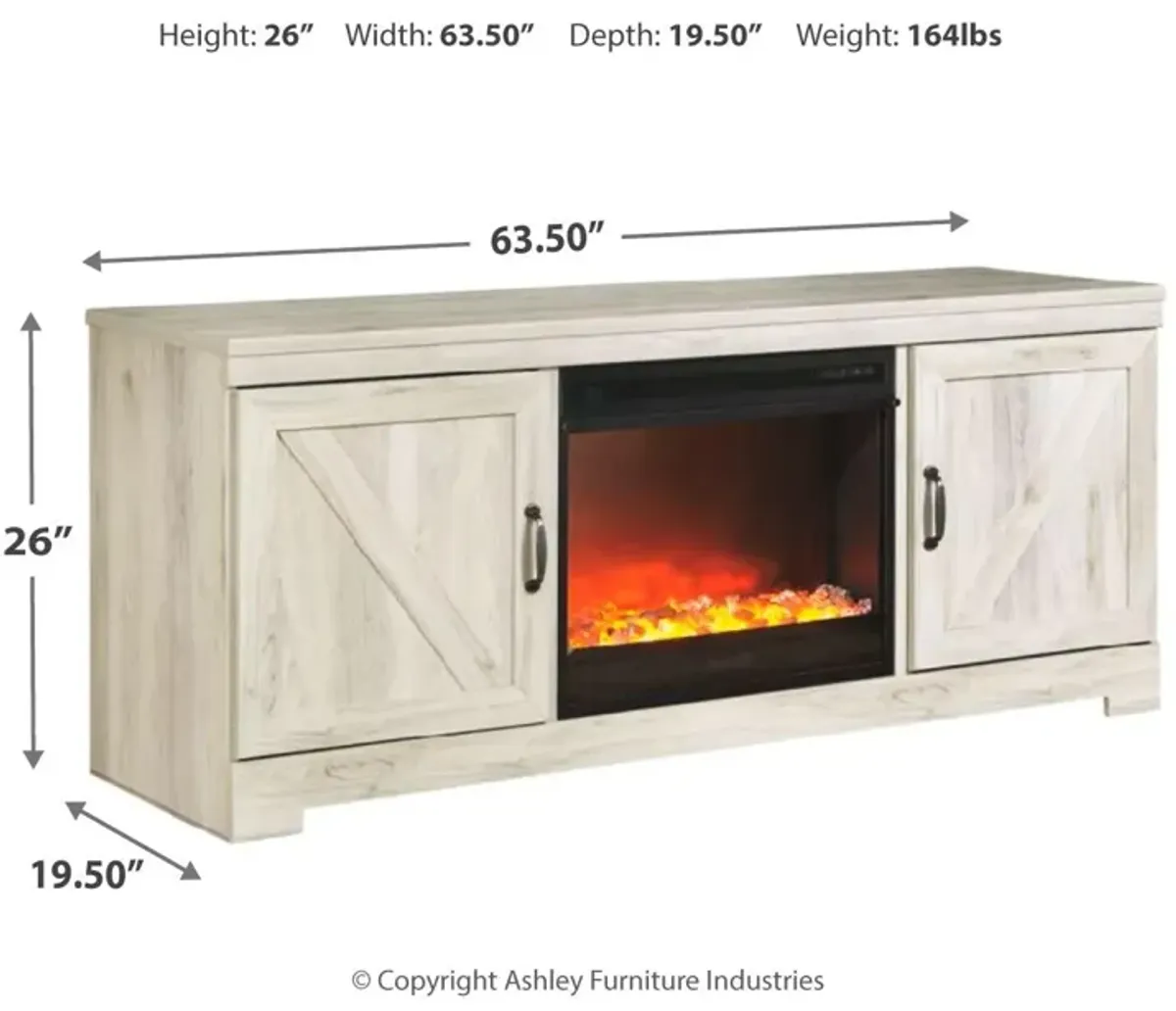 Ashley 63 Inch Bellaby TV Stand with Fireplace Whitewash