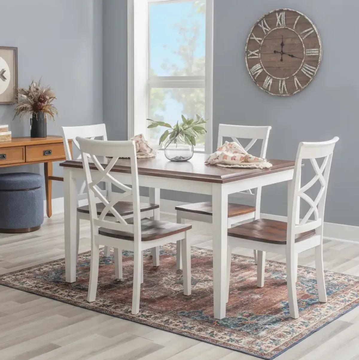 Powell Harrison Cherry & White 5-Piece Dining Set