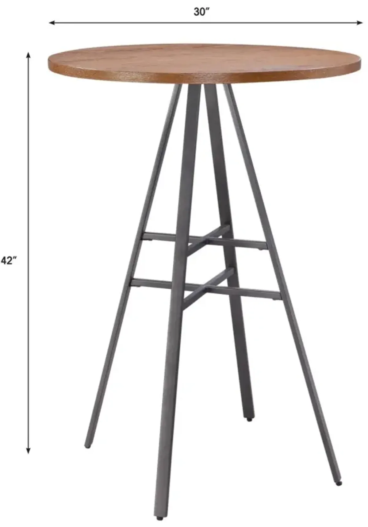 American Woodcrafters Filmore Round Wood Top with Metal Base Pub Tables in Slate Grey with Golden Oak Top