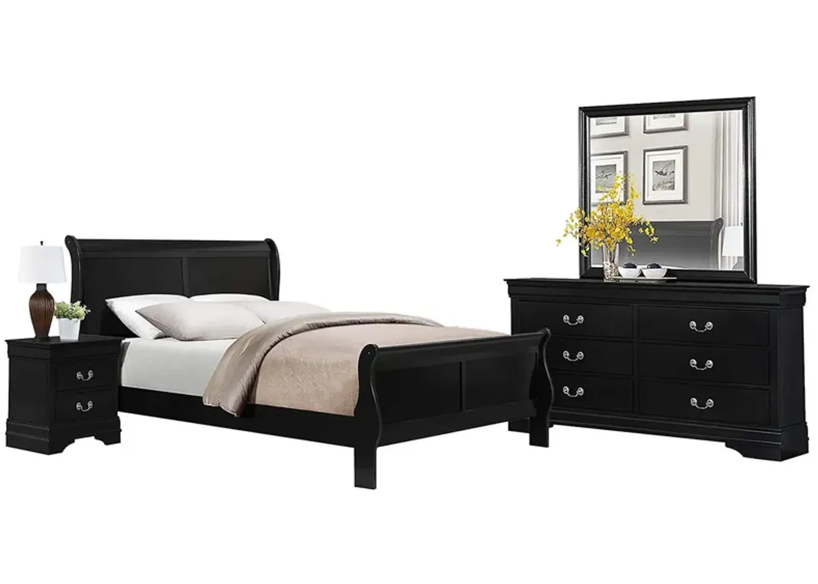 LOUIS PHILIP BLACK KING BEDROOM SET