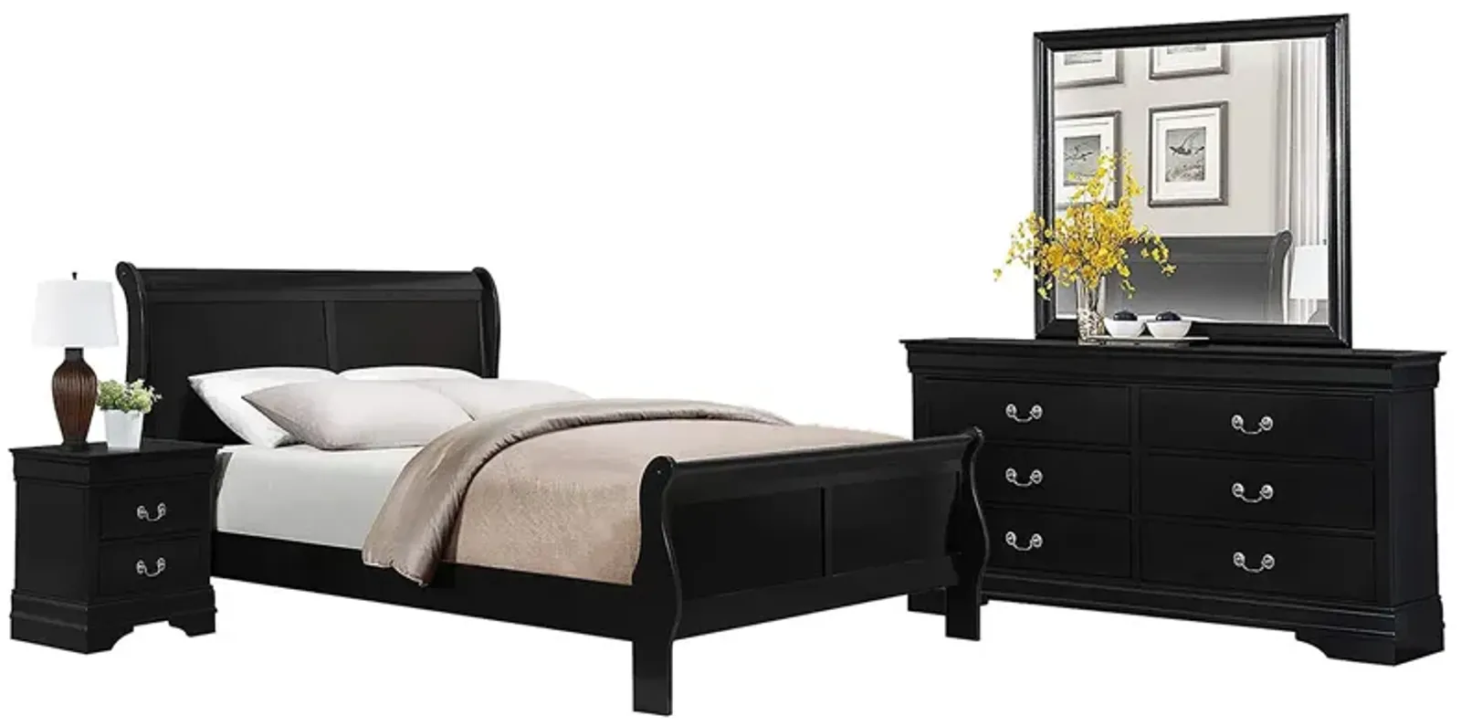 LOUIS PHILIP BLACK KING BEDROOM SET