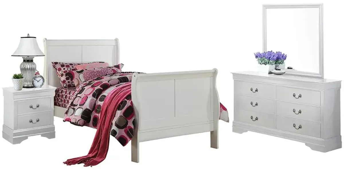 LOUIS PHILIP WHITE TWIN BEDROOM SET