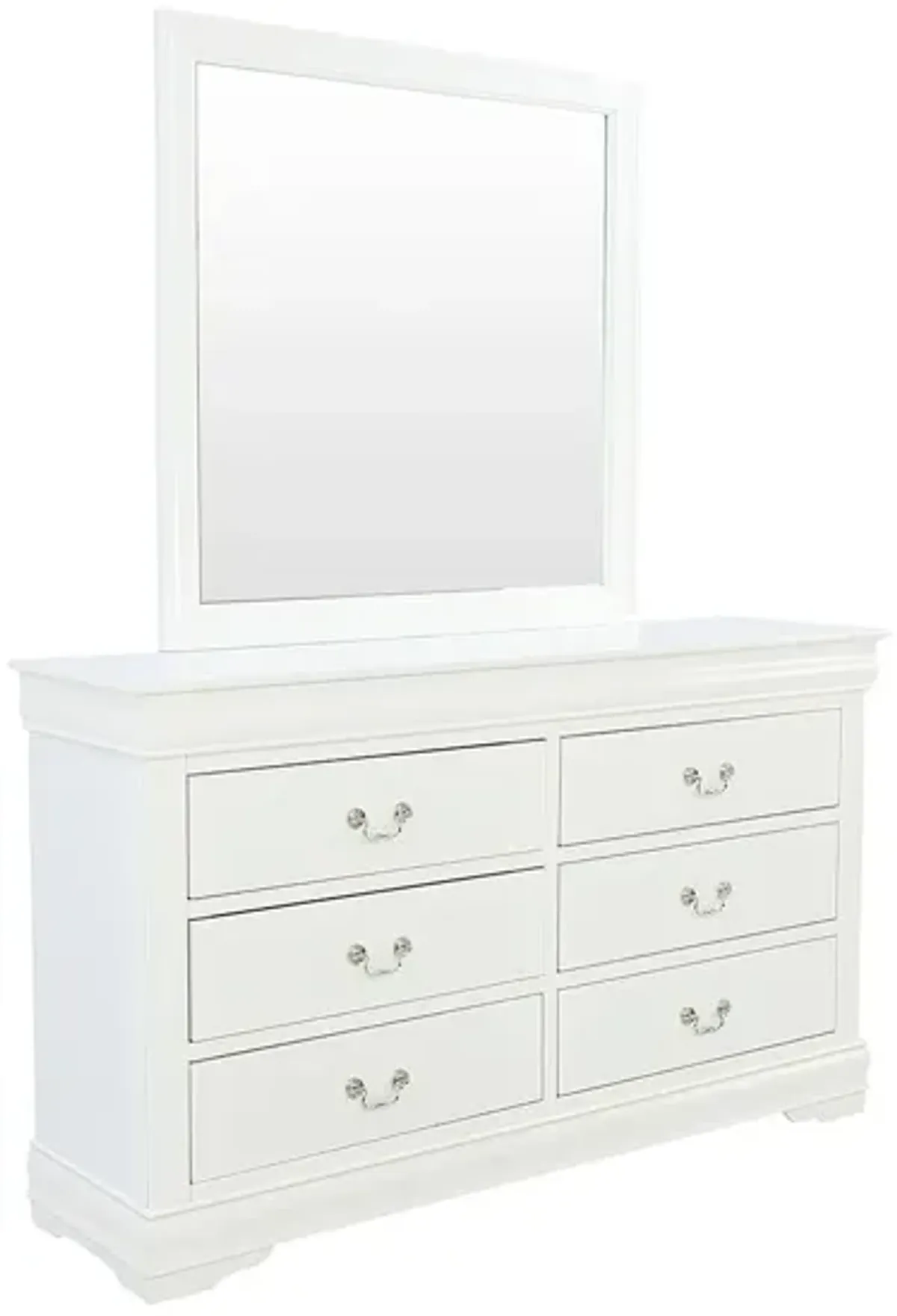 LOUIS PHILIP WHITE DRESSER AND MIRROR