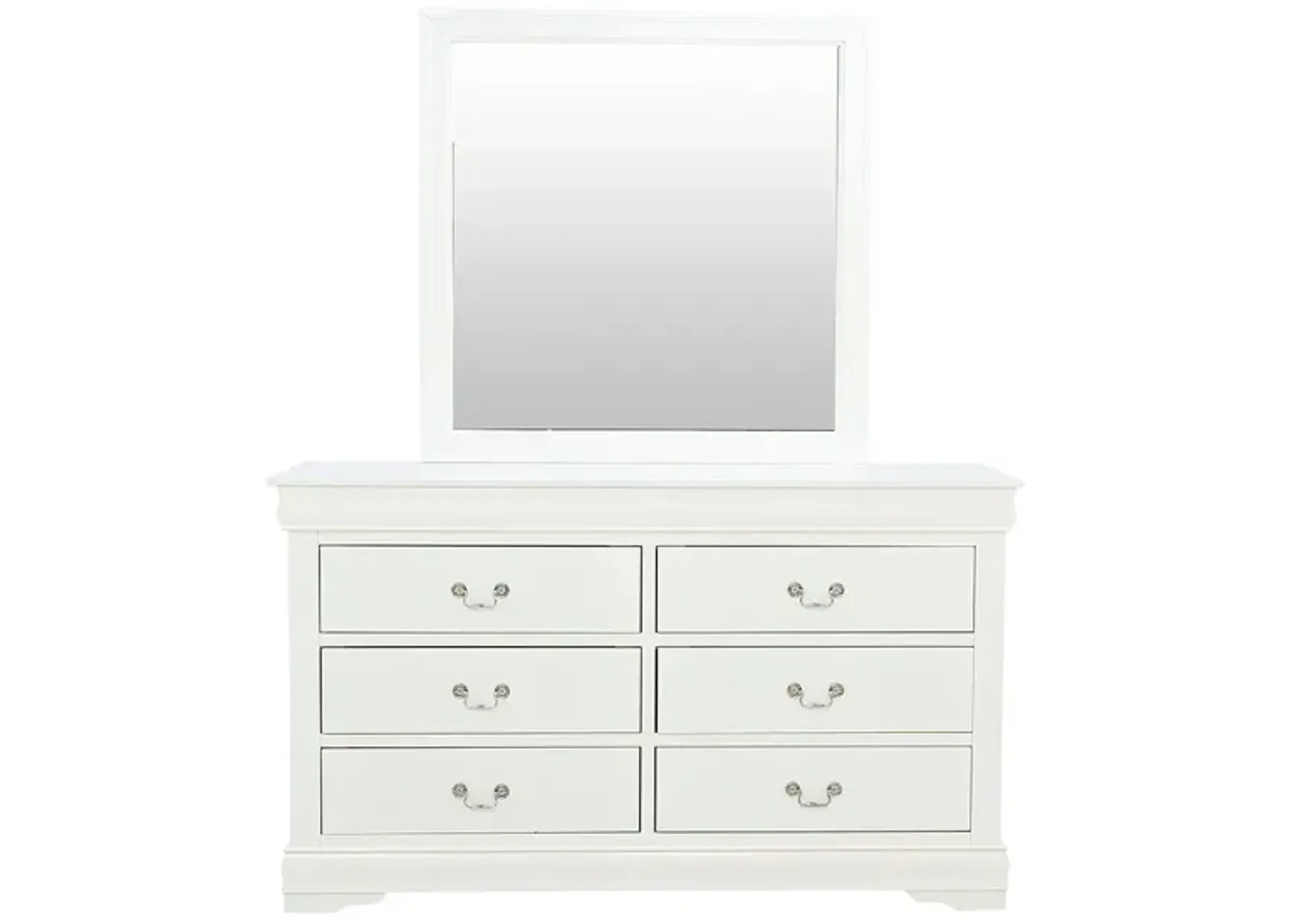 LOUIS PHILIP WHITE DRESSER AND MIRROR