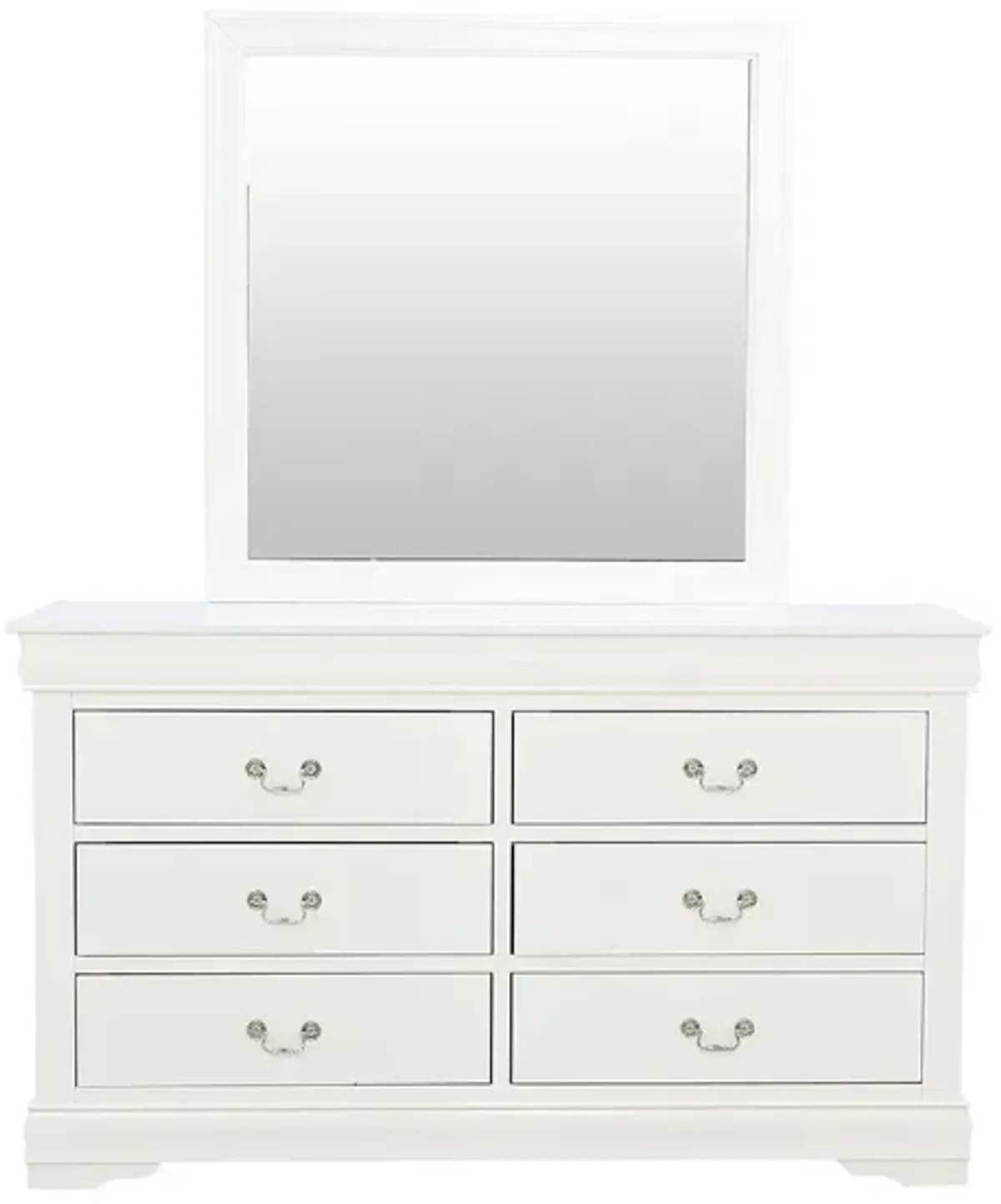 LOUIS PHILIP WHITE DRESSER AND MIRROR