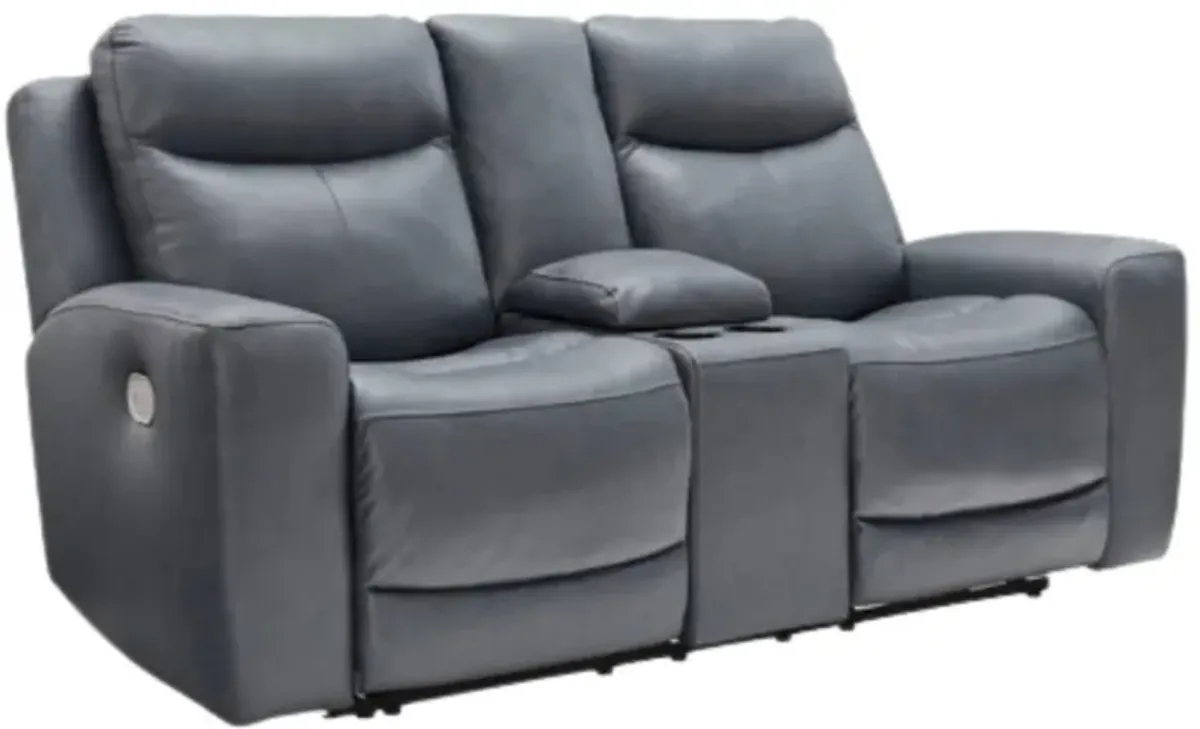 MINDANAO STEEL LEATHER 2P POWER RECLINING LOVESEAT WITH CONSOLE