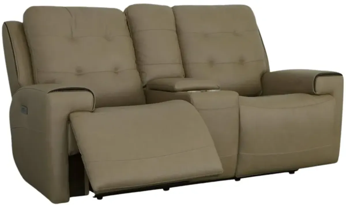 IRIS KHAKI RECLINING POWER LOVESEAT WITH CONSOLE P2