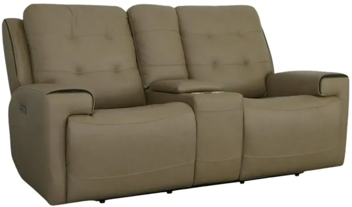 IRIS KHAKI RECLINING POWER LOVESEAT WITH CONSOLE P2