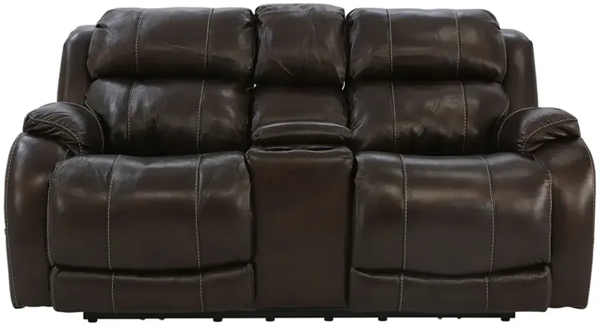 WESLEY WALNUT LEATHER POWER RECLINING LOVESEAT