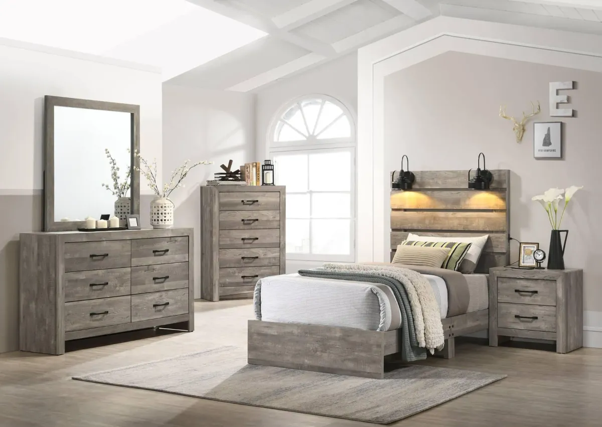 ARIANNA GREY QUEEN BEDROOM WITH LIGHTS