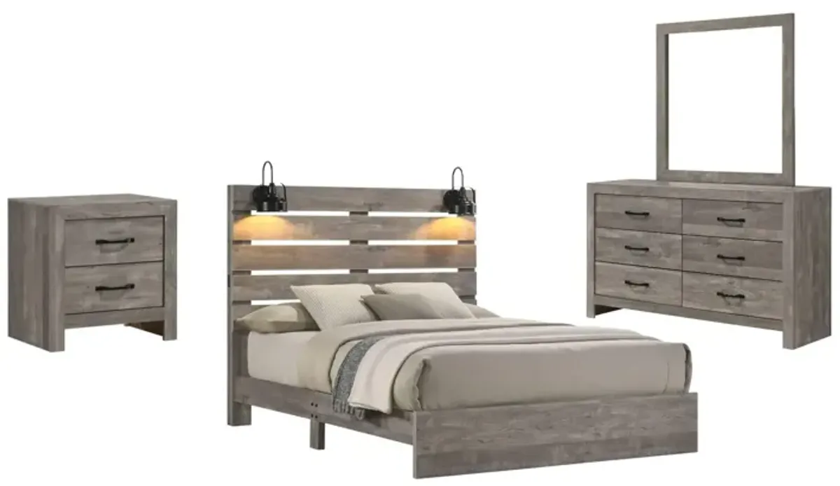 ARIANNA GREY QUEEN BEDROOM WITH LIGHTS