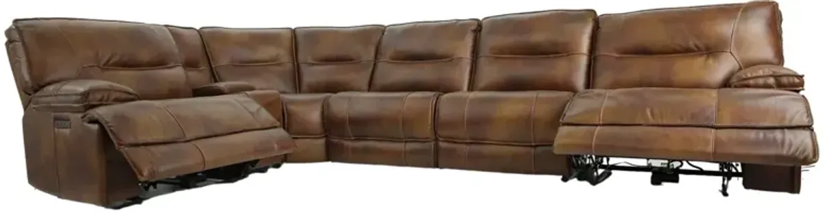 HENDRIX SIENNA LEATHER 2P POWER 6 PIECE SECTIONAL